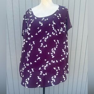 Torrid Purple Blouse with White Bow Pattern